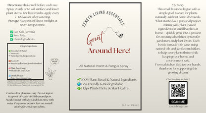 Close up of the label describing ingredients, application directions, and a website QR code